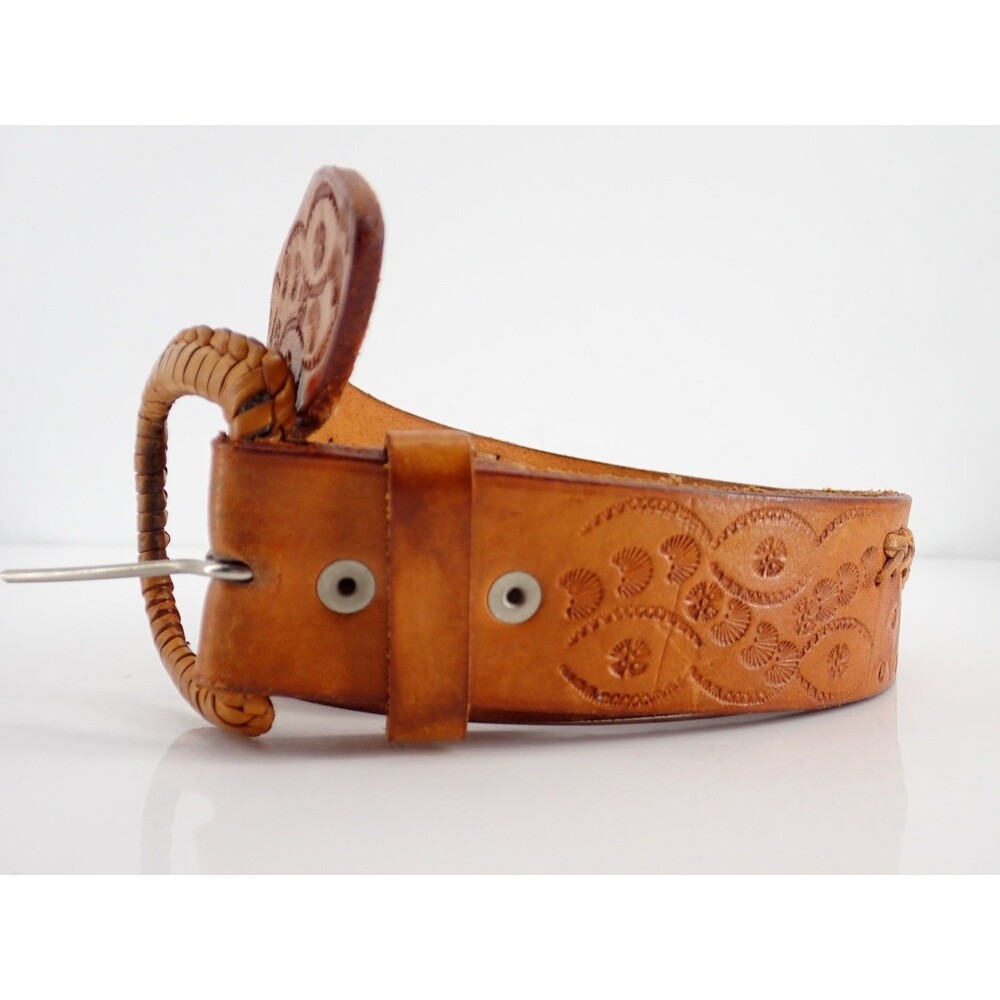 Stamped Leather Mens Size 38 Western Snake Stamp Leather Belt Made in Mexico NEW - Picture 10 of 16